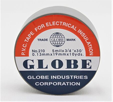 GLOBE PVC ELEKTRİK İZOLASYON BANT  "0.13x19x10Yrds"  (GRİ)