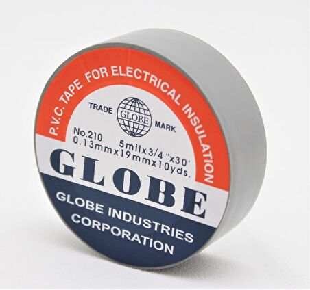 GLOBE PVC ELEKTRİK İZOLASYON BANT  "0.13x19x10Yrds"  (GRİ)