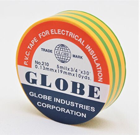 GLOBE PVC ELEKTRİK İZOLASYON BANT  "0.13x19x10Yrds"  (SARI-YEŞİL)