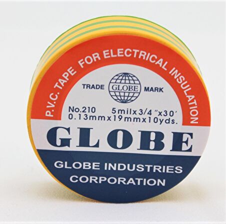 GLOBE PVC ELEKTRİK İZOLASYON BANT  "0.13x19x10Yrds"  (SARI-YEŞİL)