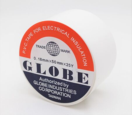 GLOBE PVC ELEKTRİK İZOLASYON BANT "0.18x50x25Yrds" (BEYAZ)