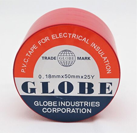 GLOBE PVC ELEKTRİK İZOLASYON BANT "0.18x50x25Yrds" (KIRMIZI)