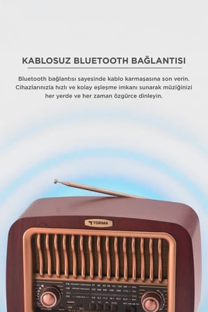 Premium Bluetooth Hoparlör D59 Kahverengi Nostaljik Taşınabilir Retro