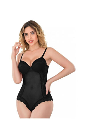 Siyah Dantelli Destekli Push Up Body 176