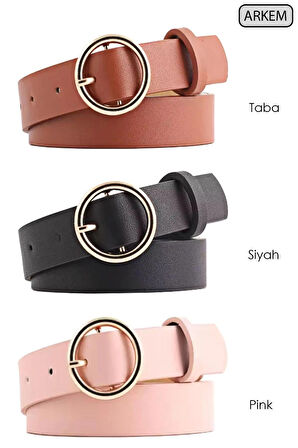 Siyah-taba-Pembe 3'lü Set, Kadın Kemer