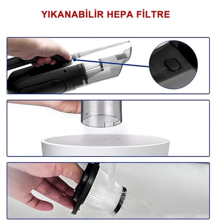 Emka 5630 Araç içi Oto Süpürge Lastik Şişirme 4’ü 1 Arada Dijital Göstergeli Araç Süpürgesi & Lastik Şişirme Kompresörü
