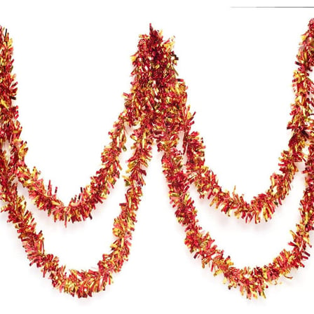 Kırmızı Altın Renk 4 cm Genişlik Garland Çift Renk Sim Süs 180 cm