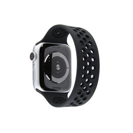 Apple Watch 42mm Ayarlı Delikli Silikon Kordon - Siyah-siyah