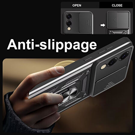 Teleplus Samsung Galaxy S25 Edge Kılıf Kamera Sürgülü Yüzüklü Pars Tank Kapak