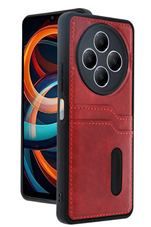 Teleplus Xiaomi Redmi 14C Kılıf Kartlıklı Slots PU Deri Sara Kapak