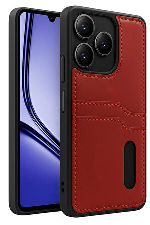 Teleplus Realme Note 50 Kılıf Kartlıklı Slots PU Deri Sara Kapak