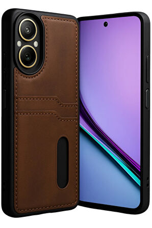 Teleplus Realme 12 Lite Kılıf Kartlıklı Slots PU Deri Sara Kapak