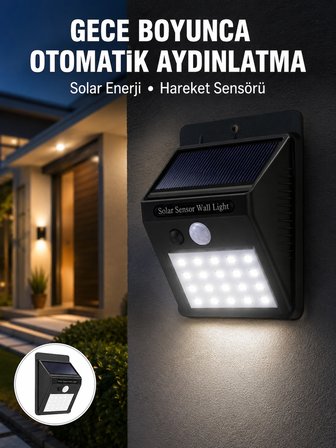 Su Geçirmez 20 LED Solar Aydınlatma | Dış Mekan için PIR Hareket Sensörü ile Akıllı Işık Yeni Nesil