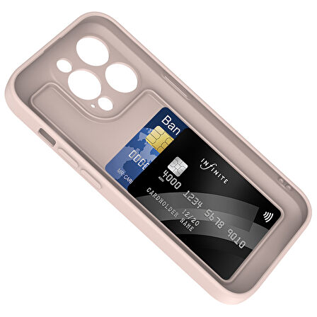 Teleplus iPhone 14 Pro Max Kılıf Kamera Korumalı Kartlık Hazneli Vitra Kapak