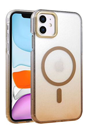 Teleplus iPhone 12 Kılıf Simli Shinys Glossy Manyetik Şarjlı Kapak