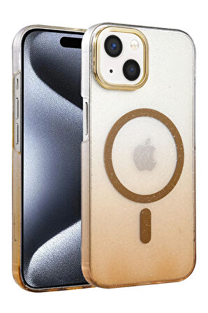 Teleplus iPhone 15 Kılıf Simli Shinys Glossy Manyetik Şarjlı Kapak