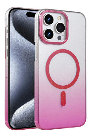 Teleplus iPhone 14 Pro Max Kılıf Simli Shinys Glossy Manyetik Şarjlı Kapak