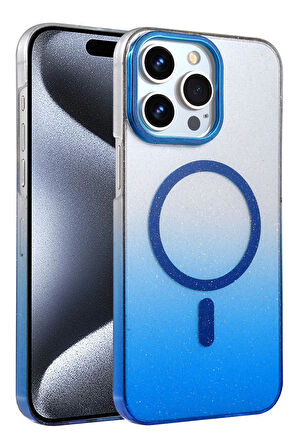 Teleplus iPhone 14 Pro Max Kılıf Simli Shinys Glossy Manyetik Şarjlı Kapak