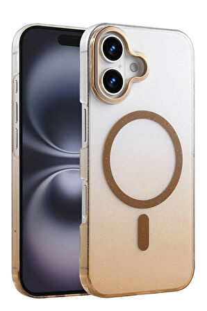 Teleplus iPhone 16 Plus Kılıf Simli Shinys Glossy Manyetik Şarjlı Kapak