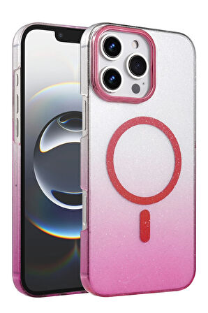 Teleplus iPhone 16 Pro Kılıf Simli Shinys Glossy Manyetik Şarjlı Kapak