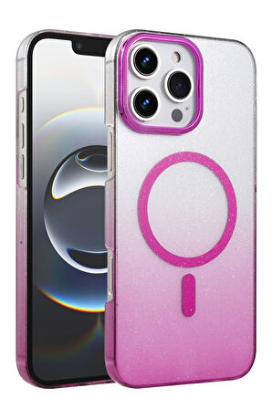 Teleplus iPhone 16 Pro Max Kılıf Simli Shinys Glossy Manyetik Şarjlı Kapak
