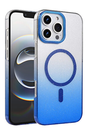 Teleplus iPhone 16 Pro Max Kılıf Simli Shinys Glossy Manyetik Şarjlı Kapak