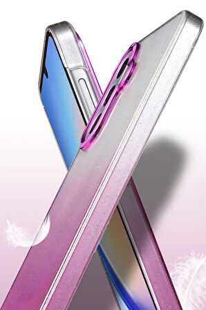 Teleplus Samsung Galaxy A35 Kılıf Simli Shinys Glossy Renk Geçişli Kapak