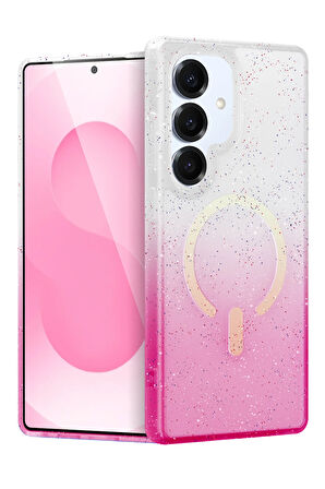 Teleplus Samsung Galaxy S25 Plus Kılıf Simli Shinys Pummel Manyetik Şarjlı Kapak