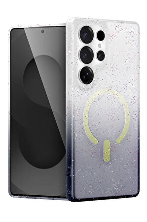 Teleplus Samsung Galaxy S24 Ultra Kılıf Simli Shinys Pummel Manyetik Şarjlı Kapak