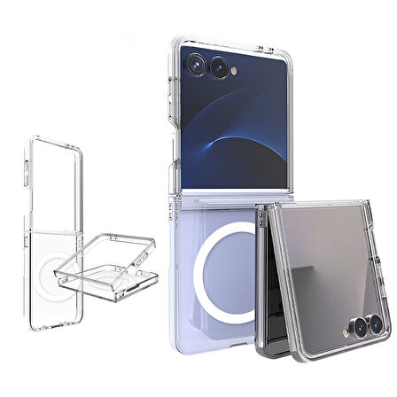 Teleplus Samsung Galaxy Z Flip 7 Kılıf Porto PC Sert Manyetik Şarj Özellikli Kapak