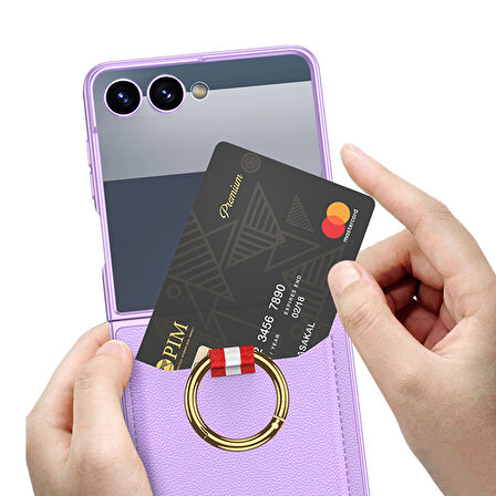 Teleplus Samsung Galaxy Z Flip 7 Kılıf Kıpta Kartlıklı Kapak