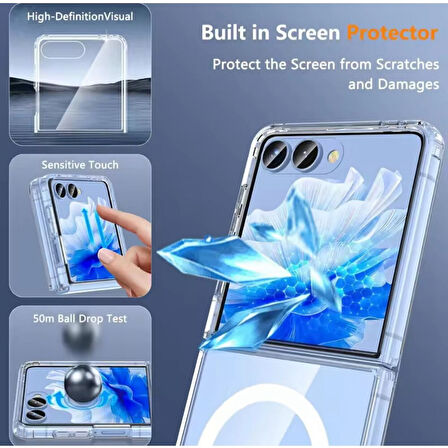 Teleplus Samsung Galaxy Z Flip 7 Kılıf Embos Manyetik Şarj Özellikli Kapak