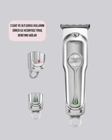 Profesyonel Saç ve Sakal Kesme Makinesi – Şarjlı, Sessiz Motor, Ayarlanabilir Tarak