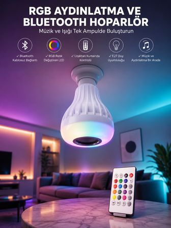 Kablosuz Bluetooth Hoparlör Led Lamba