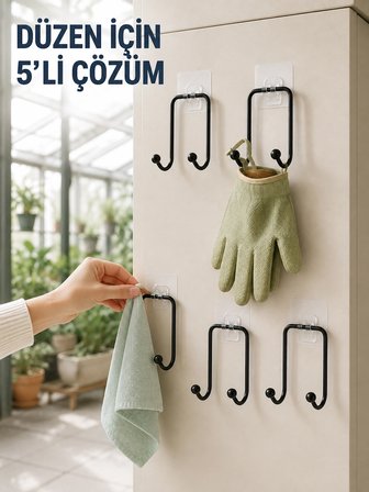 5 Adet Çok Amaçlı Yapışkanlı Askılık Ev Düzenleyici Duvar Askısı