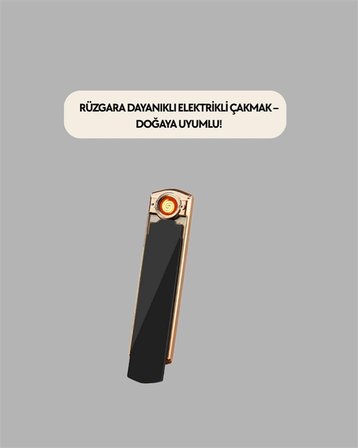 Plazma Ark Teknolojili Elektrikli Çakmak – Dokunmatik, LED Göstergeli, Şarj Edilebilir
