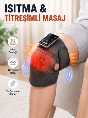 Dijital Ekranlı Isıtmalı Diz Masaj Aleti Ayarlanabilir Titreşimli Şarjlı Masaj Cihazı