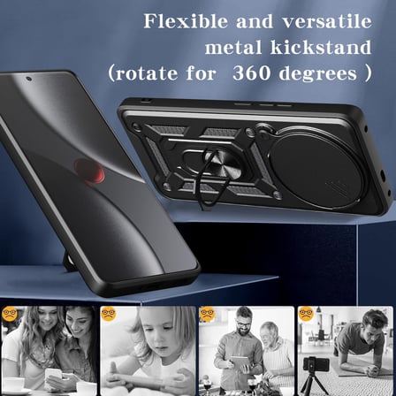 Teleplus Honor Magic 8 Pro Kılıf Magnetik Standlı Kamera Korumalı Slide Sürgülü Cover Kapak