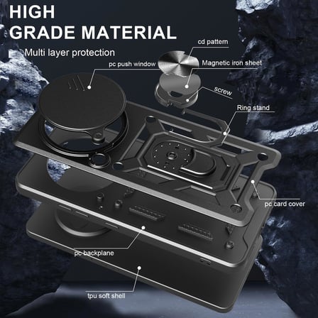 Teleplus Honor Magic 8 Pro Kılıf Magnetik Standlı Kamera Korumalı Slide Sürgülü Cover Kapak