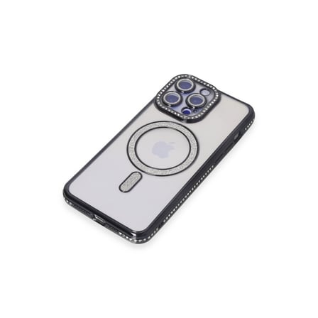 Apple İphone  Pro Max Kılıf Joke Simli Magneticsafe Kılıf - Siyah