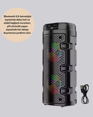USB, SD Kart ve AUX Girişli Taşınabilir Hoparlör