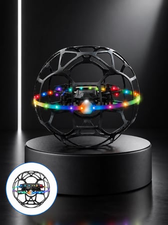 El Hareketi Kontrollü Futbol Topu Tasarımlı Drone LED Işıklı