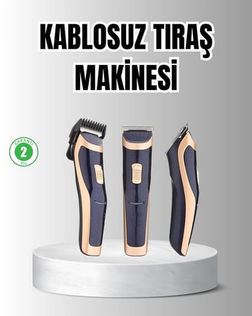 Unisex Şarjlı Saç ve Sakal Tıraş Makinesi – Ayarlanabilir Tarak Başlıkları, Sessiz Motor