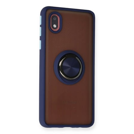 Samsung Galaxy A01 Core Kılıf Montreal Yüzüklü Silikon Kapak - Lacivert