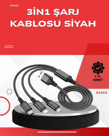 Dayanıklı Metal Başlıklı ’ü  Arada Şarj Kablosu – Tüm Cihazlarla Uyumlu