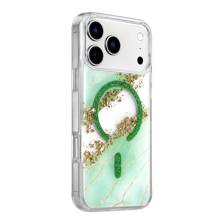 Onegif Apple İphone 17 Pro Max Lotus Simli Magsafe Kapak - Yeşil