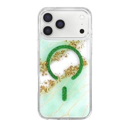 Onegif Apple İphone 17 Pro Max Lotus Simli Magsafe Kapak - Yeşil