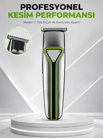 Şarjlı Saç Sakal Tıraş Makinesi T Başlıklı 1 2 3 mm Taraklı Kablolu ve Kablosuz Kullanım