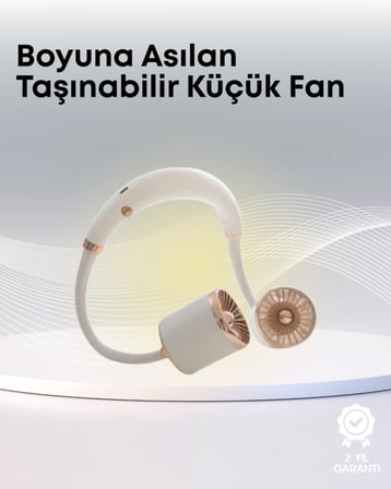 Yazlık Taşınabilir Sessiz Boyun Fanı 3 Kademe Hız Ayarlı