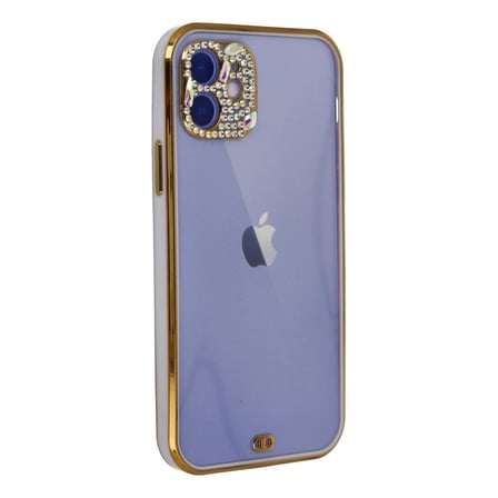 Apple İphone  Kılıf Liva Taşlı Silikon - Mor